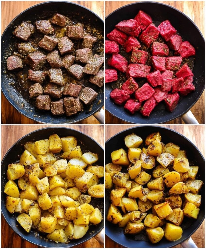 Steak bites and potatoes ingredients