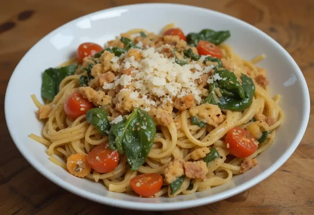 Pasta with Spinach and Tomatoes