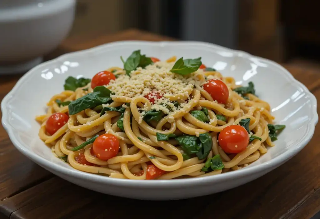 Pasta with Spinach and Tomatoes