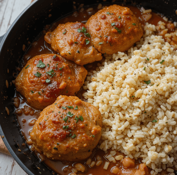 Smothered Chicken with Rice