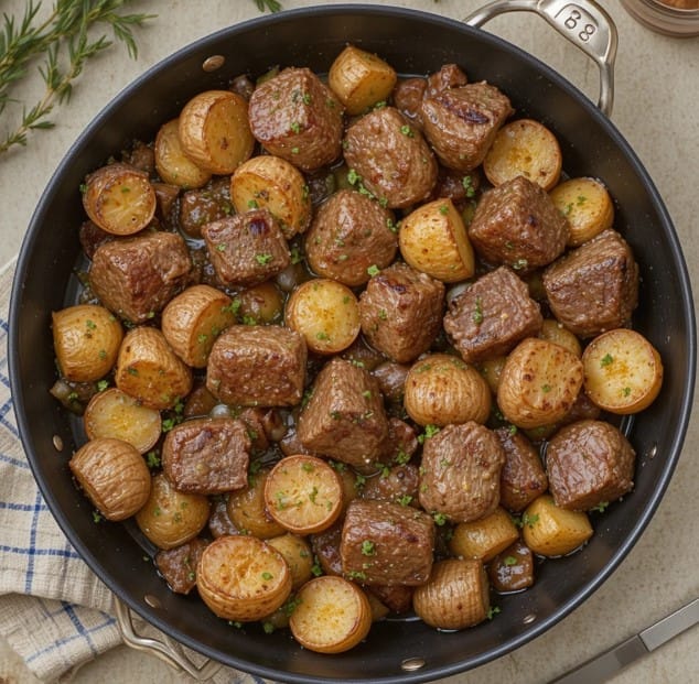 Steak bites and potatoes