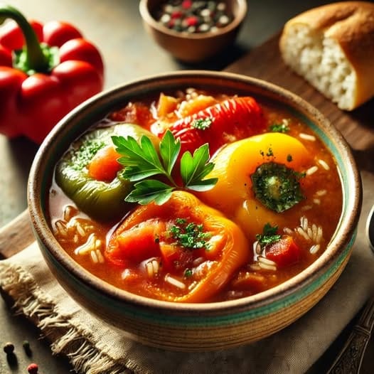 slow cooker stuffed pepper soup​