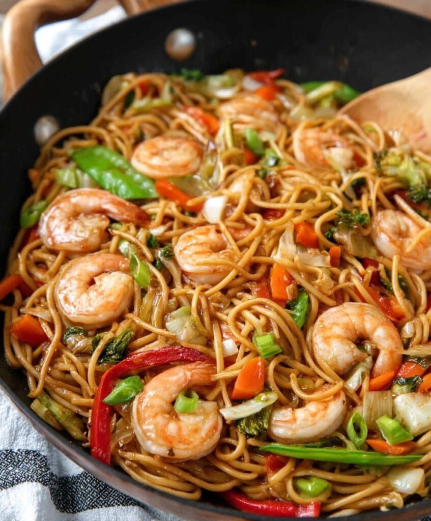 Shrimp Lo Mein Recipe in the making